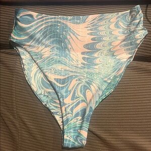Stylish Blue and Pink Swirl Women's Swim Bottom